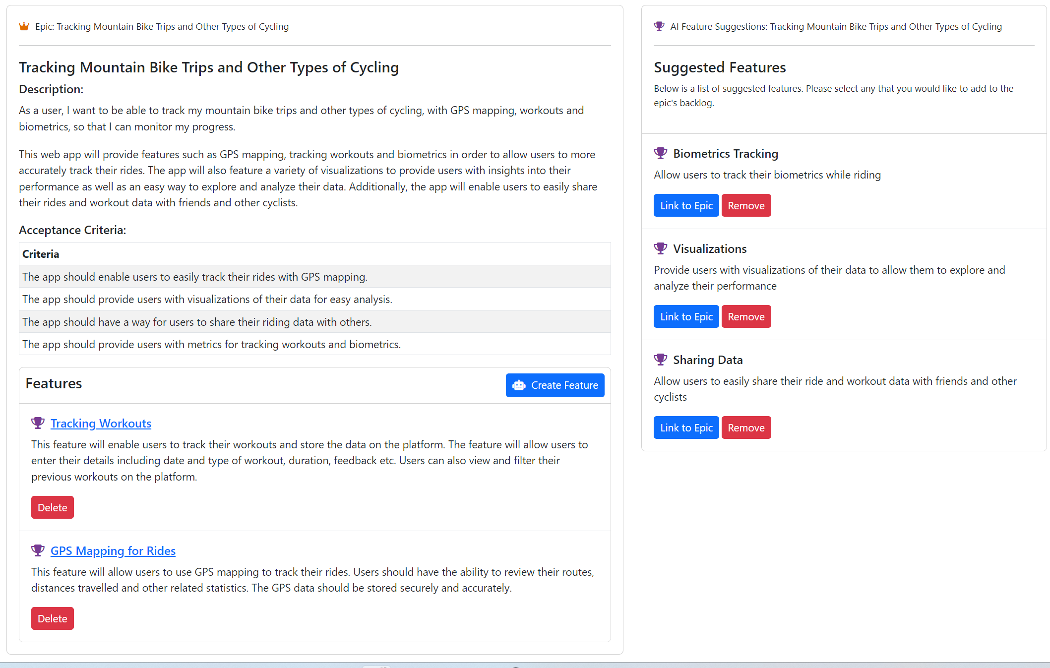 Mountain  Bike App Project Plan
