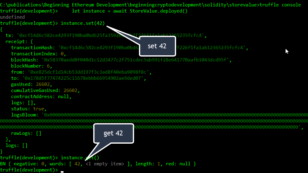 Calling functions against your smart contract in Truffle Console