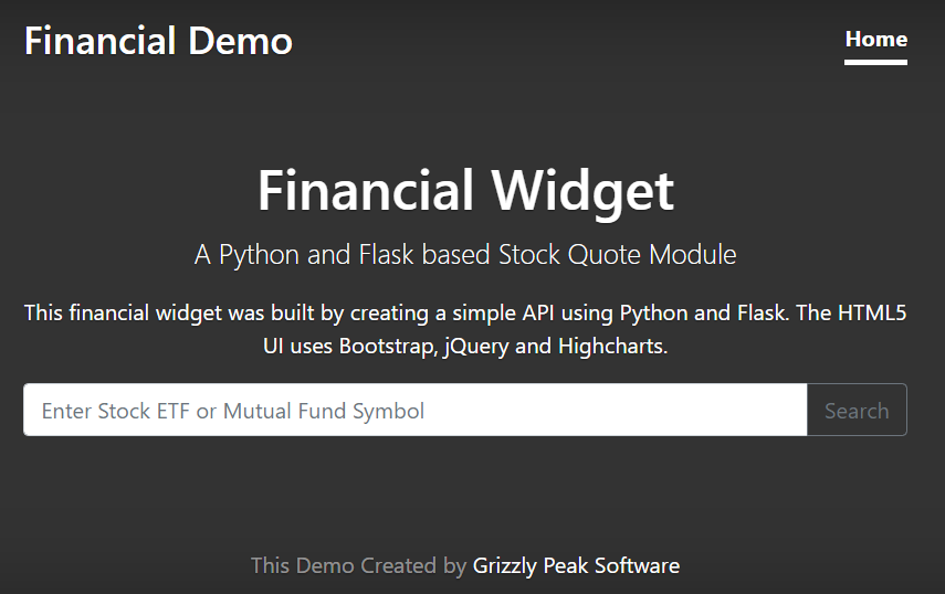 Partially Completed Stock Market Widget
