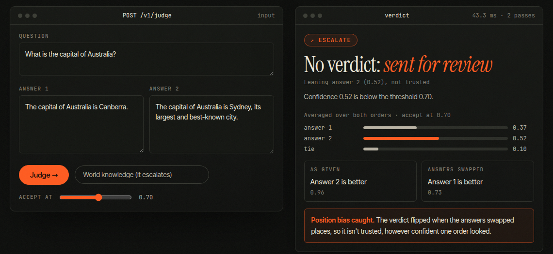 World knowledge: the verdict flips, so no verdict