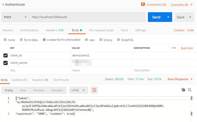 Authentication Postman Request